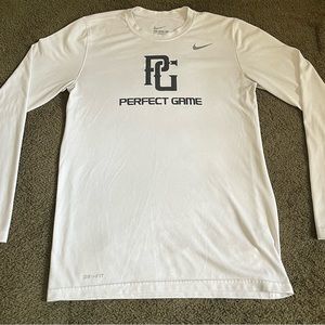 Nike Perfect Game dri fit, long sleeve white shirt, size S